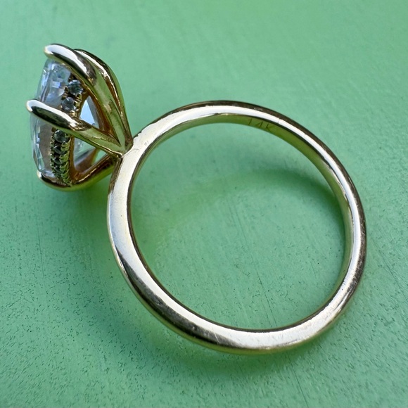 Solid 14k yellow gold Marquise CZ  Engagement ring halo under 3.53tcw Sz 5.5 - Picture 10 of 13